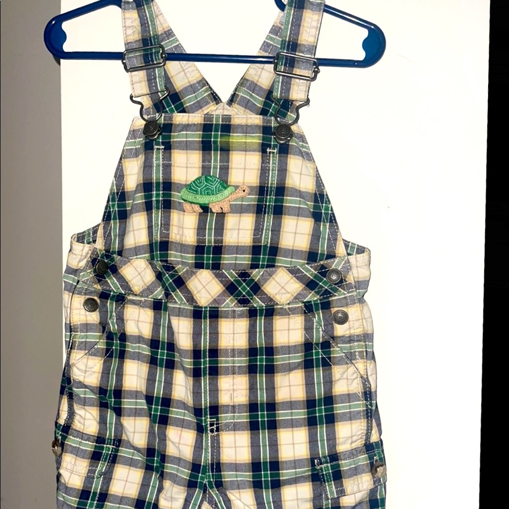 Janie and Jack 🐢 plaid shirt overalls
